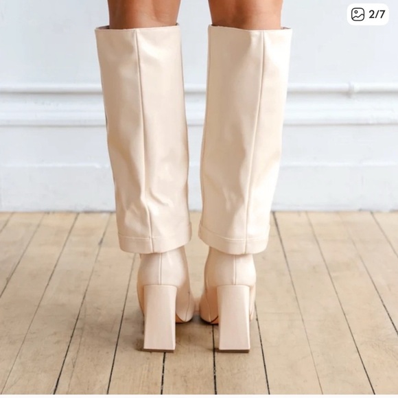 Lulu's Cream Heeled Boots - Picture 2 of 6